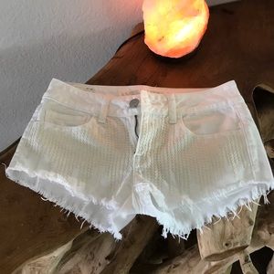 White jean shorts